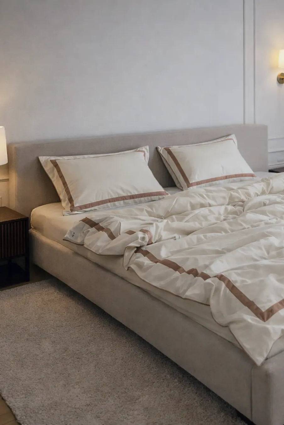 Pościel z Merceryzowanej Satyny – Champagne & Kakao, 100% Bawełna Turecka, 140 g/m², Edycja Exclusive Wivanco Bedding