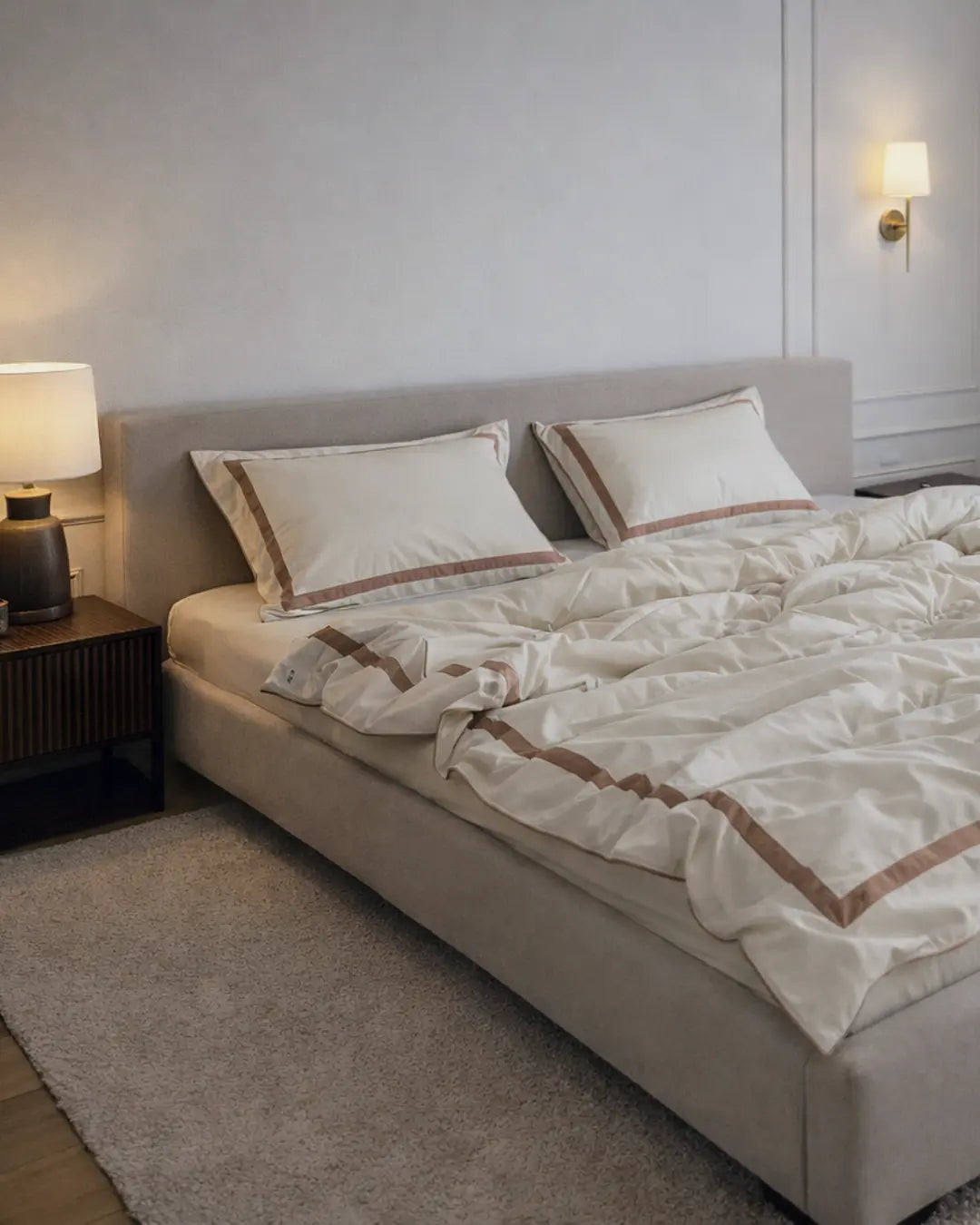 Pościel z Merceryzowanej Satyny – Champagne & Kakao, 100% Bawełna Turecka, 140 g/m², Edycja Exclusive Wivanco Bedding