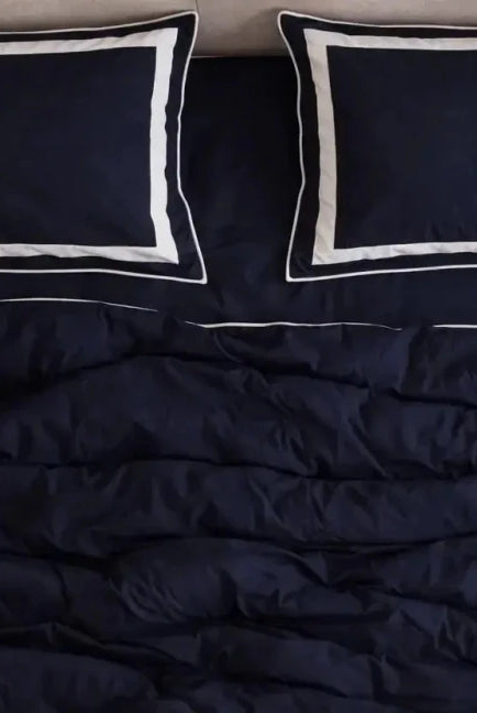 Pościel z Merceryzowanej Satyny – Granatowy & Biały, 100% Bawełna Turecka, 140 g/m², Edycja Exclusive Wivanco Bedding