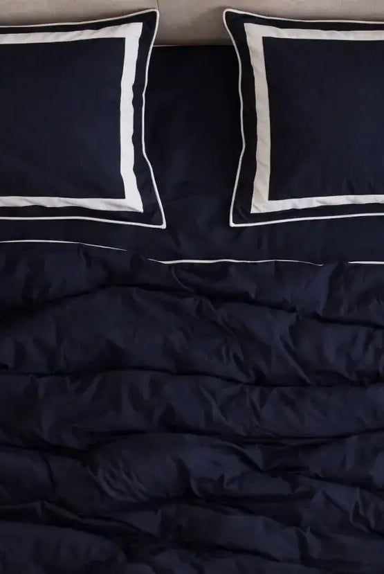 Pościel z Merceryzowanej Satyny – Granatowy & Biały, 100% Bawełna Turecka, 140 g/m², Edycja Exclusive Wivanco Bedding