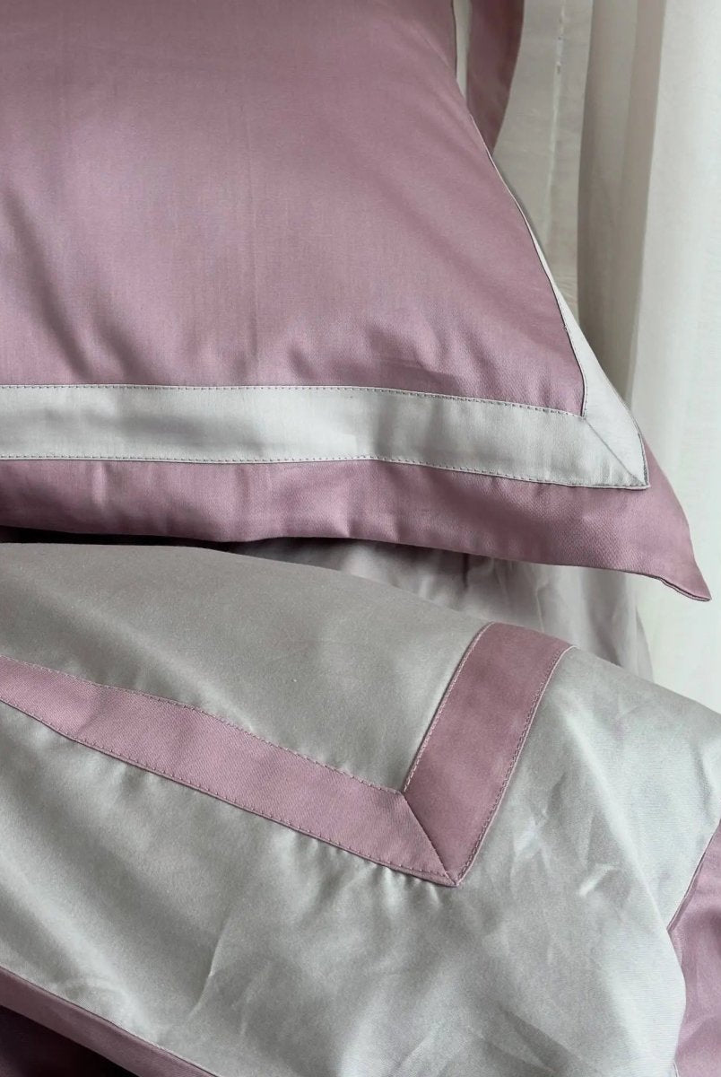 Pościel z Merceryzowanej Satyny – Pudrowy Mauve & Szary Kamienny, 100% Bawełna Turecka, 140 g/m², Edycja Exclusive Wivanco Bedding