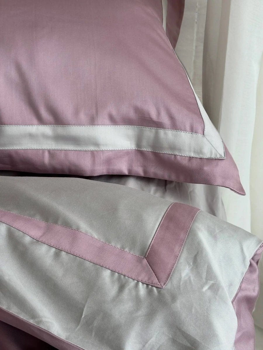 Pościel z Merceryzowanej Satyny – Pudrowy Mauve & Szary Kamienny, 100% Bawełna Turecka, 140 g/m², Edycja Exclusive Wivanco Bedding