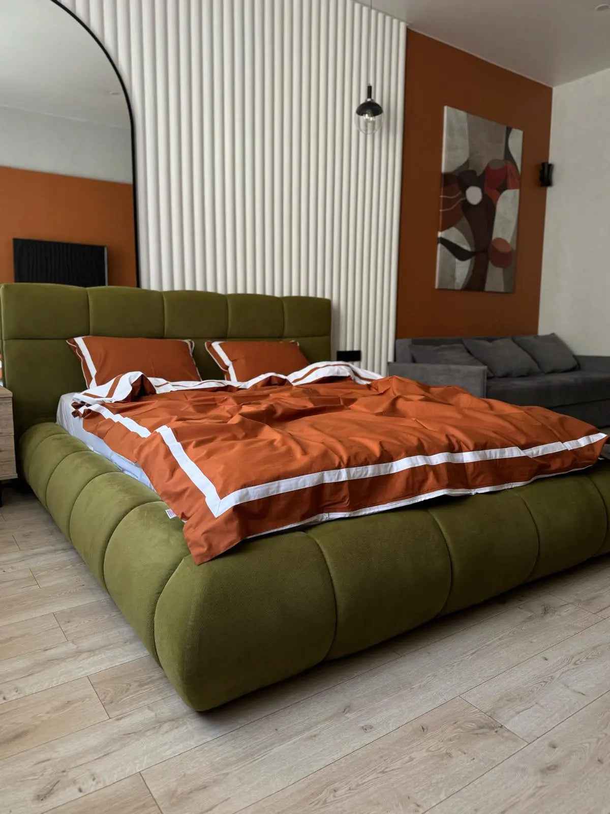 Pościel z Merceryzowanej Satyny – Pomarańczowy & Biały, 100% Bawełna Turecka, 140 g/m², Edycja Exclusive