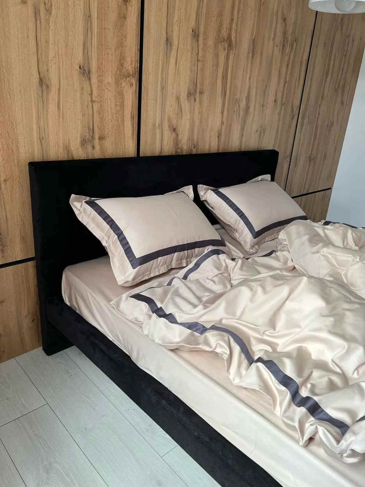 Pościel z Merceryzowanej Satyny –Nude & Szary, 100% Bawełna Turecka, 140 g/m², Edycja Exclusive