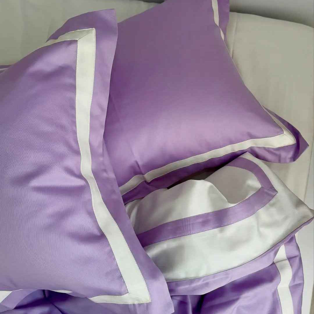 Pościel z Merceryzowanej Satyny – Lawendowa & Kremowa, 100% Bawełna Turecka, 140 g/m², Edycja Exclusive