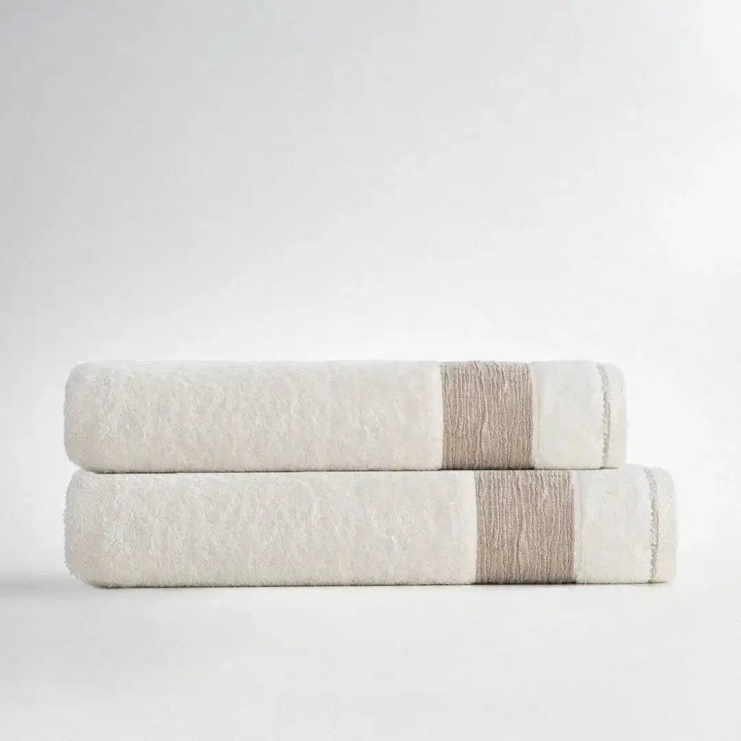 Zestaw 2 Ręczników Kąpielowych – Mihra – Damski, 100% Organiczna Bawełna, Detal z Haftem Arma, Kremowy Wivanco Bedding