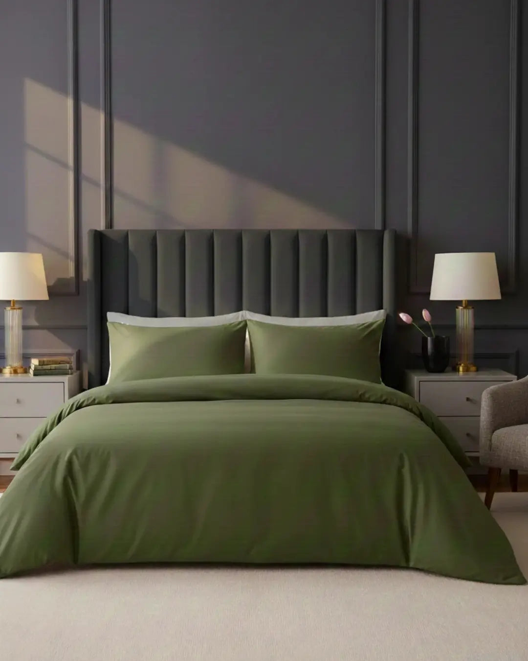 Pościel Satynowa Oliwkowa – 100% Bawełna Turecka, 140g, Luksus Hotelowy Wivanco Bedding