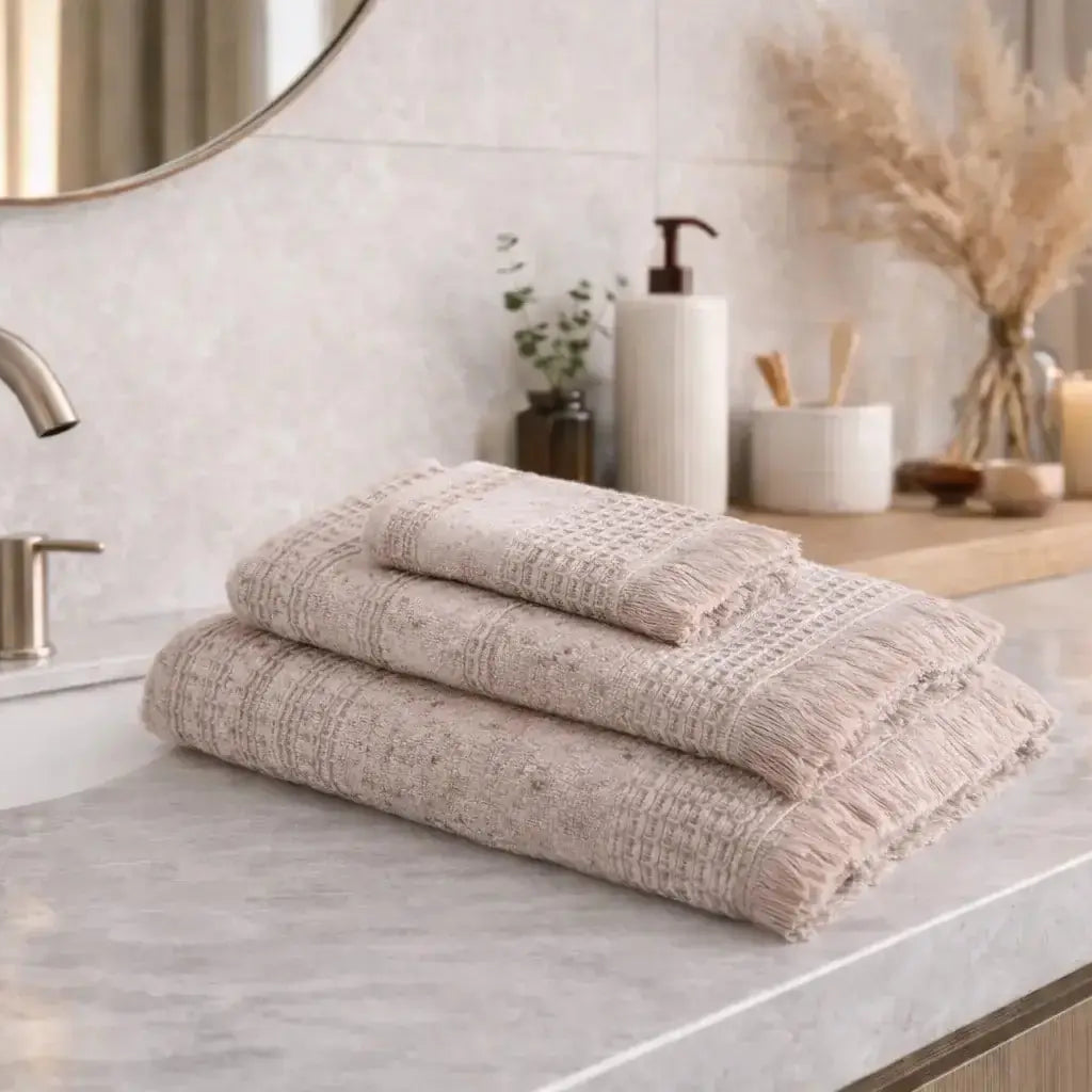 Zestaw 3 ręczników Maia – 100% Organiczna Turecka Bawełna, Różowy puder Wivanco Bedding