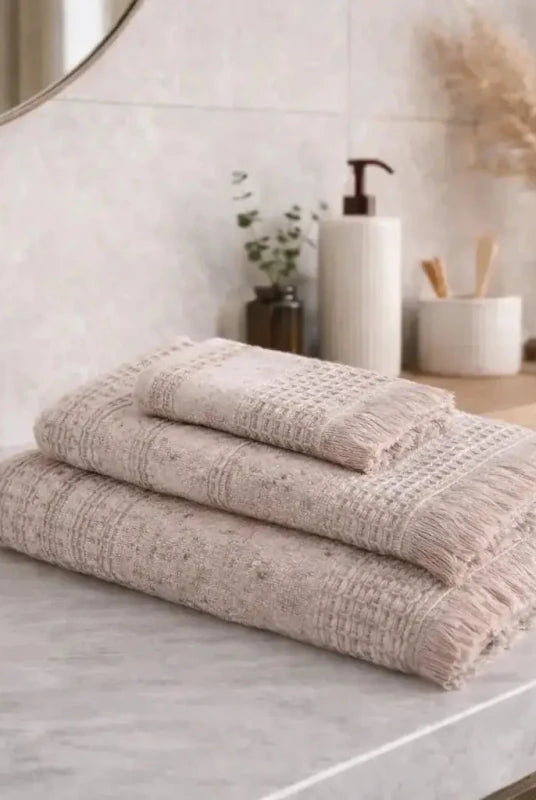 Zestaw 3 ręczników Maia – 100% Organiczna Turecka Bawełna, Różowy puder Wivanco Bedding