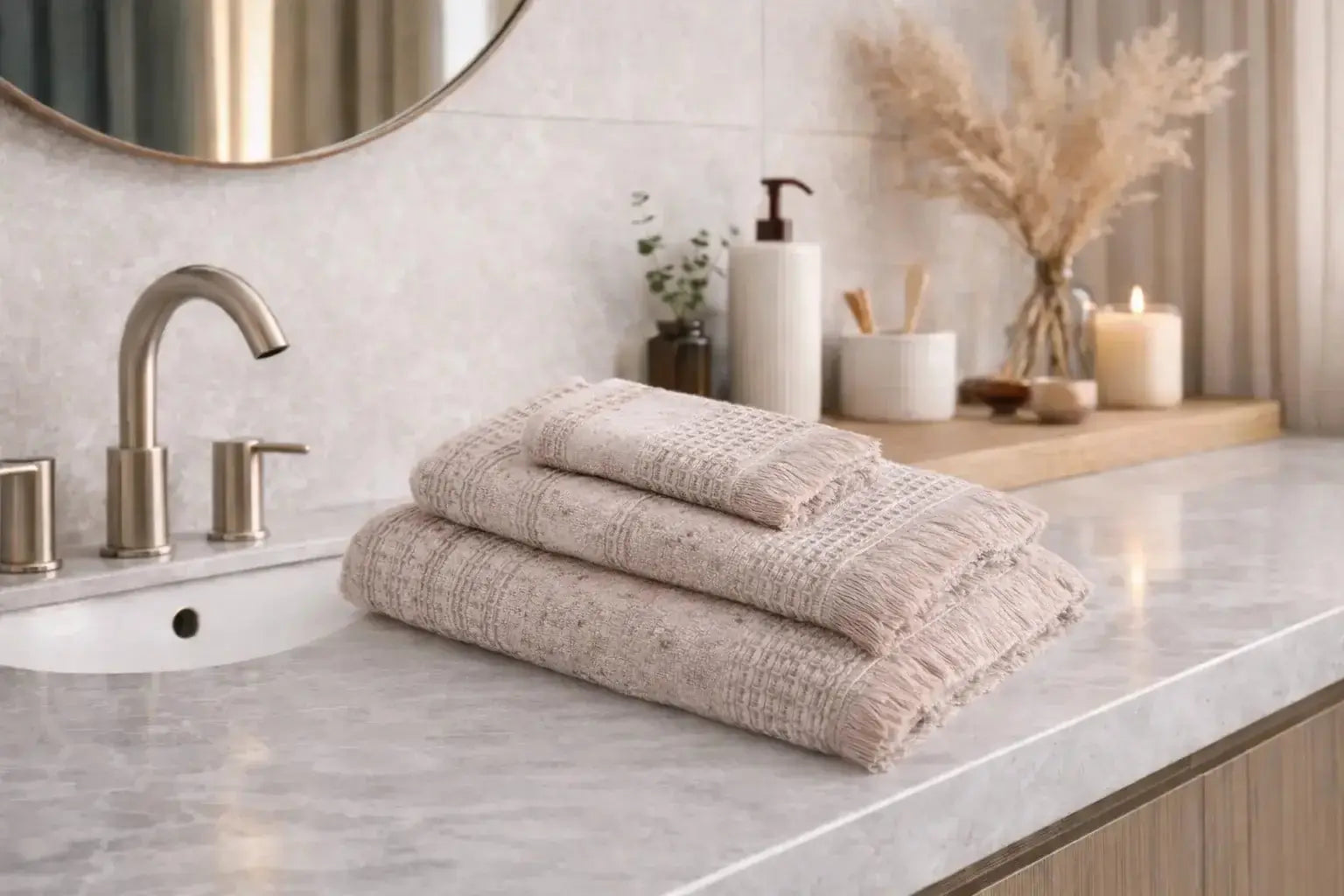 Zestaw 3 ręczników Maia – 100% Organiczna Turecka Bawełna, Różowy puder Wivanco Bedding