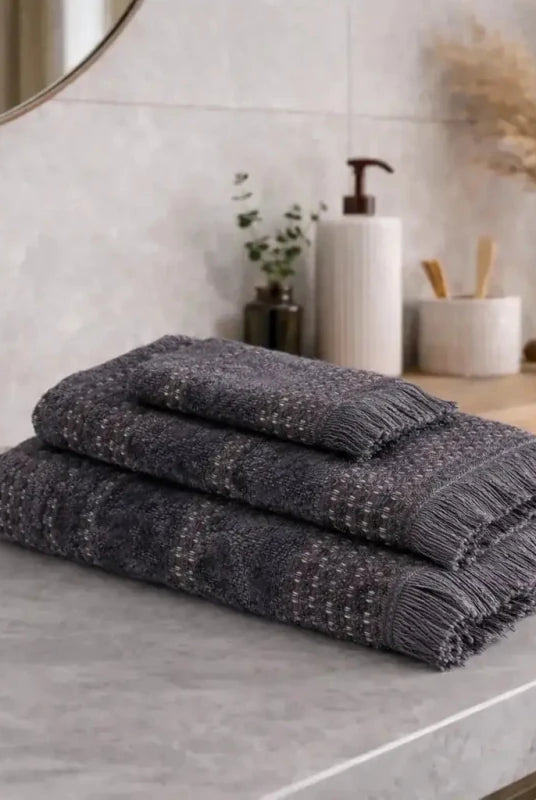 Zestaw 3 ręczników Zeus – 100% Organiczna Turecka Bawełna, Antracyt Wivanco Bedding