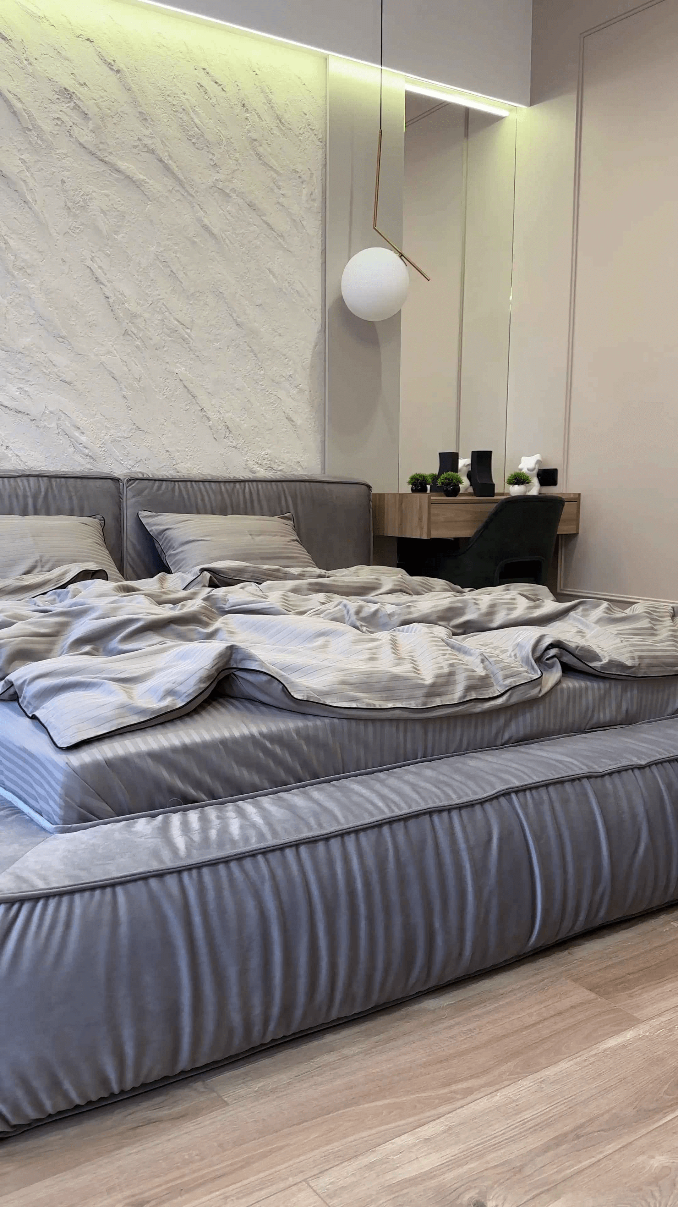 Pościel z Merceryzowanej Satyny – Jasny Grafit z Czarną Lamówką, 100% Bawełna Turecka, 140 g/m², Kolekcja Premium