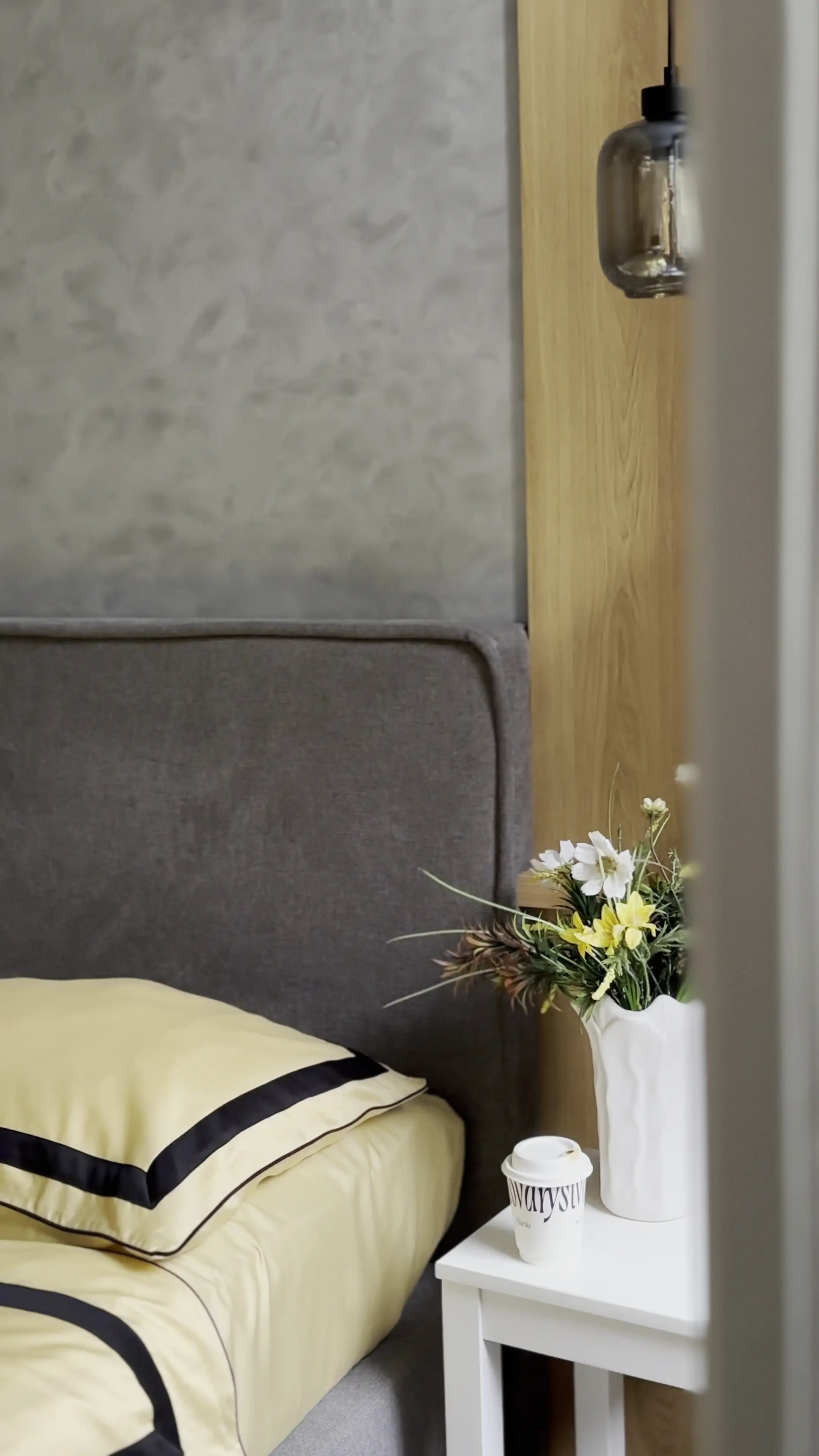 Pościel z Merceryzowanej Satyny – Jasnożółty & Czarny ,100% Bawełna Turecka, 140 g/m², Edycja Exclusive Wivanco Bedding