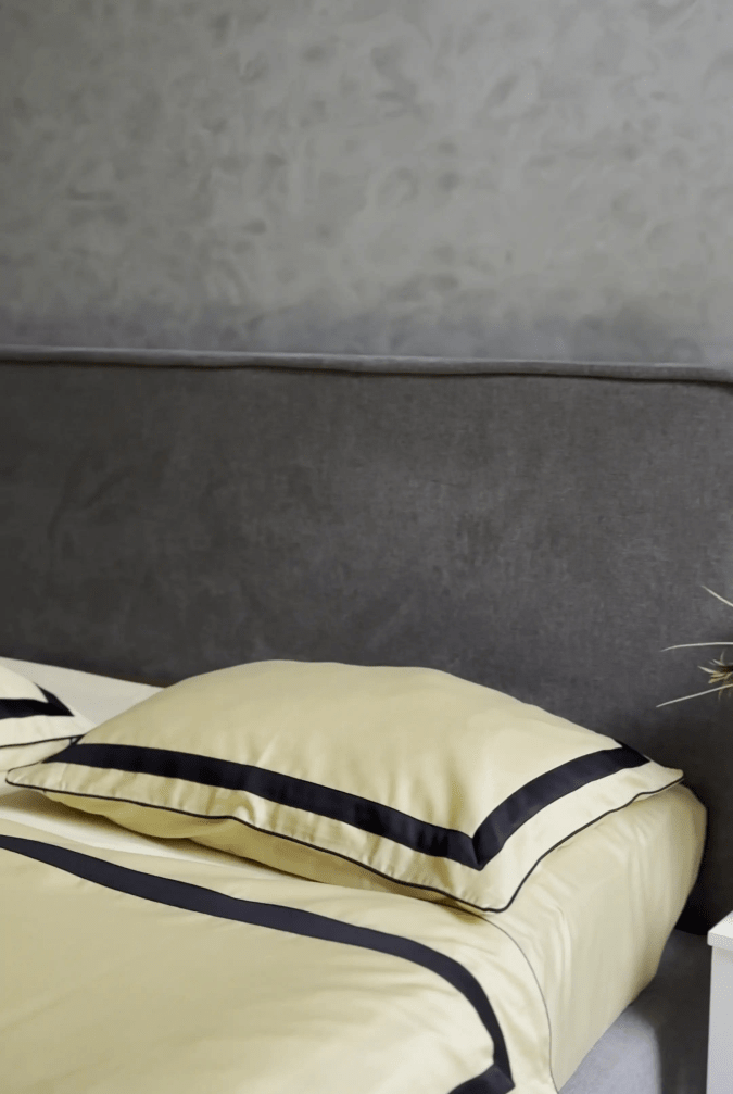 Pościel z Merceryzowanej Satyny – Jasnożółty & Czarny ,100% Bawełna Turecka, 140 g/m², Edycja Exclusive Wivanco Bedding