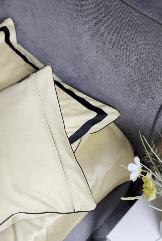 Pościel z Merceryzowanej Satyny – Jasnożółty & Czarny ,100% Bawełna Turecka, 140 g/m², Edycja Exclusive Wivanco Bedding