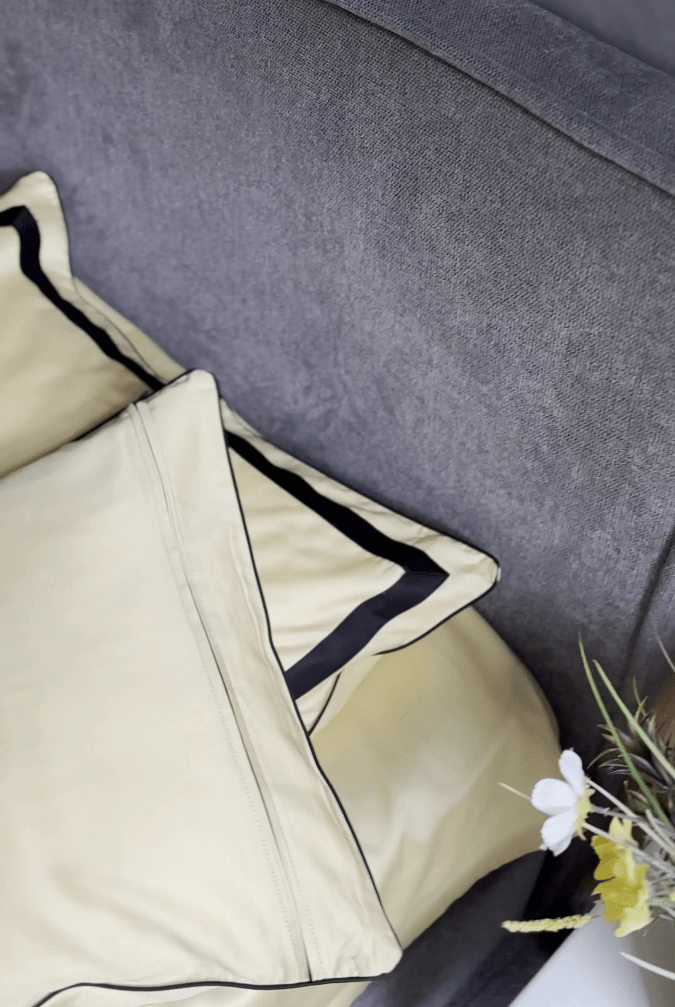 Pościel z Merceryzowanej Satyny – Jasnożółty & Czarny ,100% Bawełna Turecka, 140 g/m², Edycja Exclusive Wivanco Bedding