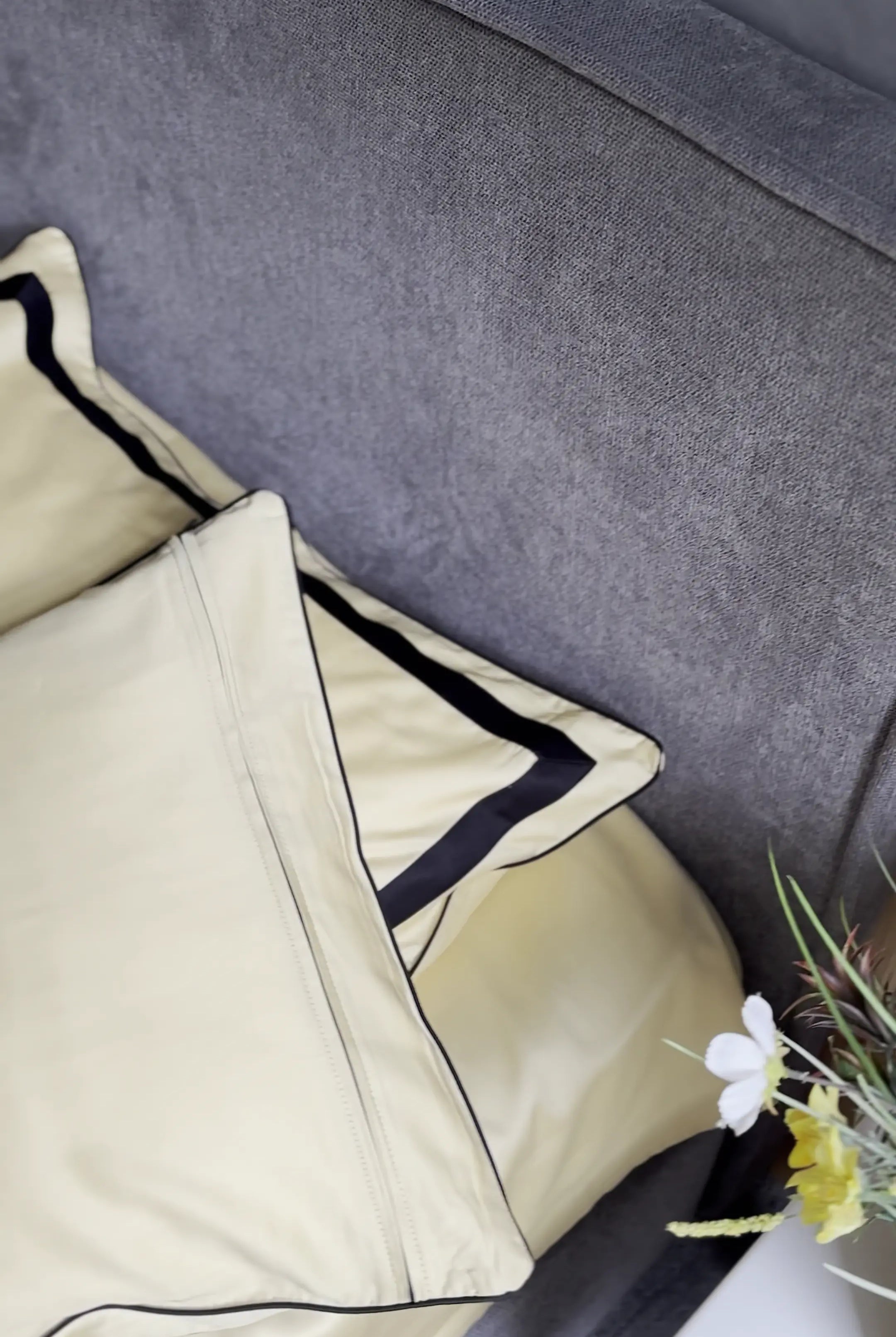 Pościel z Merceryzowanej Satyny – Jasnożółty & Czarny ,100% Bawełna Turecka, 140 g/m², Edycja Exclusive Wivanco Bedding