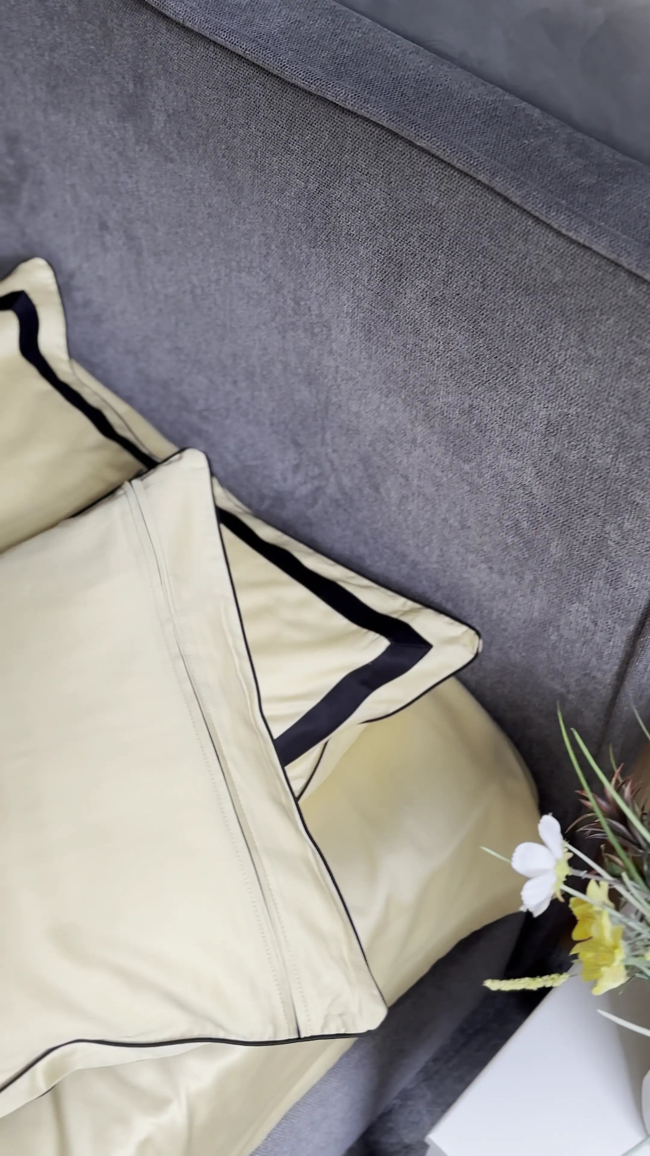 Pościel z Merceryzowanej Satyny – Jasnożółty & Czarny ,100% Bawełna Turecka, 140 g/m², Edycja Exclusive Wivanco Bedding