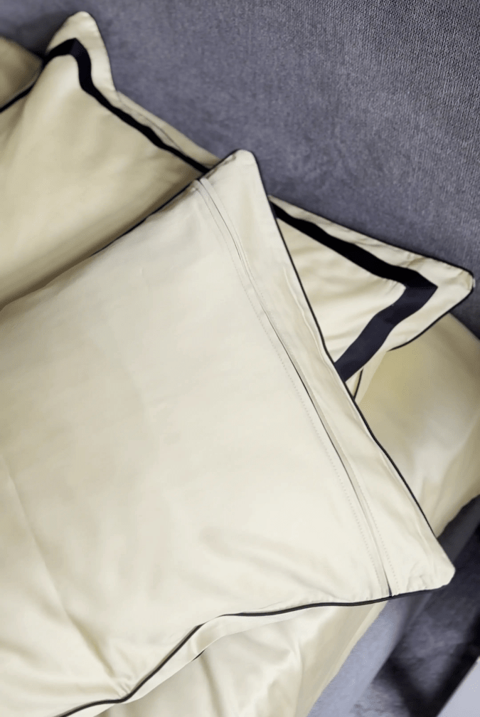 Pościel z Merceryzowanej Satyny – Jasnożółty & Czarny ,100% Bawełna Turecka, 140 g/m², Edycja Exclusive Wivanco Bedding