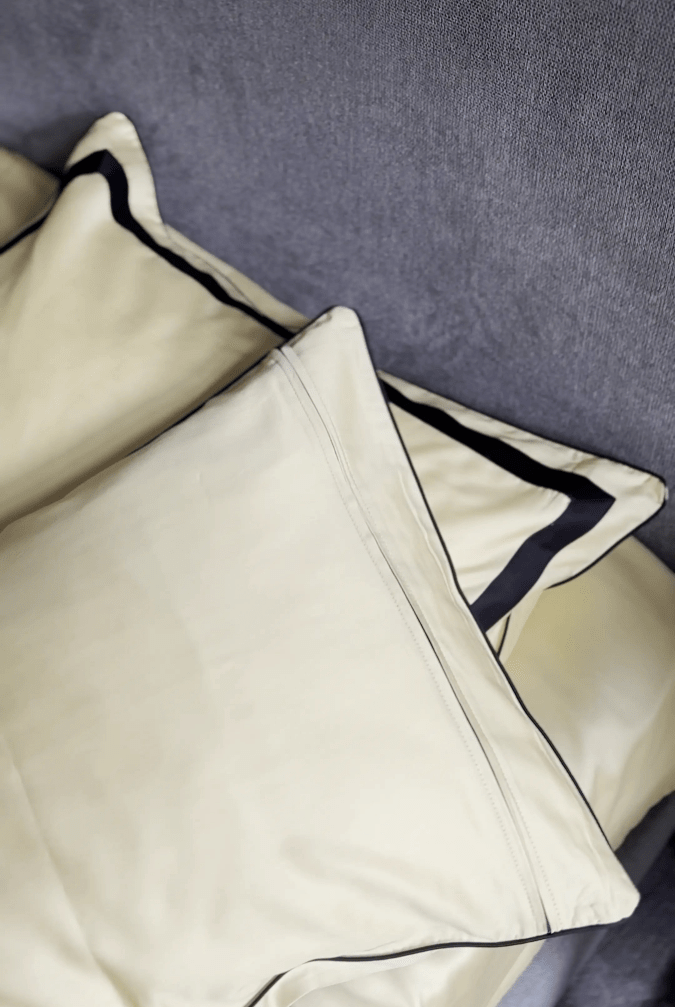 Pościel z Merceryzowanej Satyny – Jasnożółty & Czarny ,100% Bawełna Turecka, 140 g/m², Edycja Exclusive Wivanco Bedding