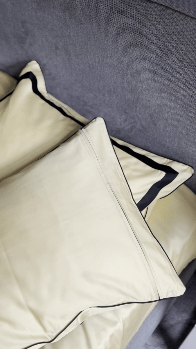 Pościel z Merceryzowanej Satyny – Jasnożółty & Czarny ,100% Bawełna Turecka, 140 g/m², Edycja Exclusive Wivanco Bedding