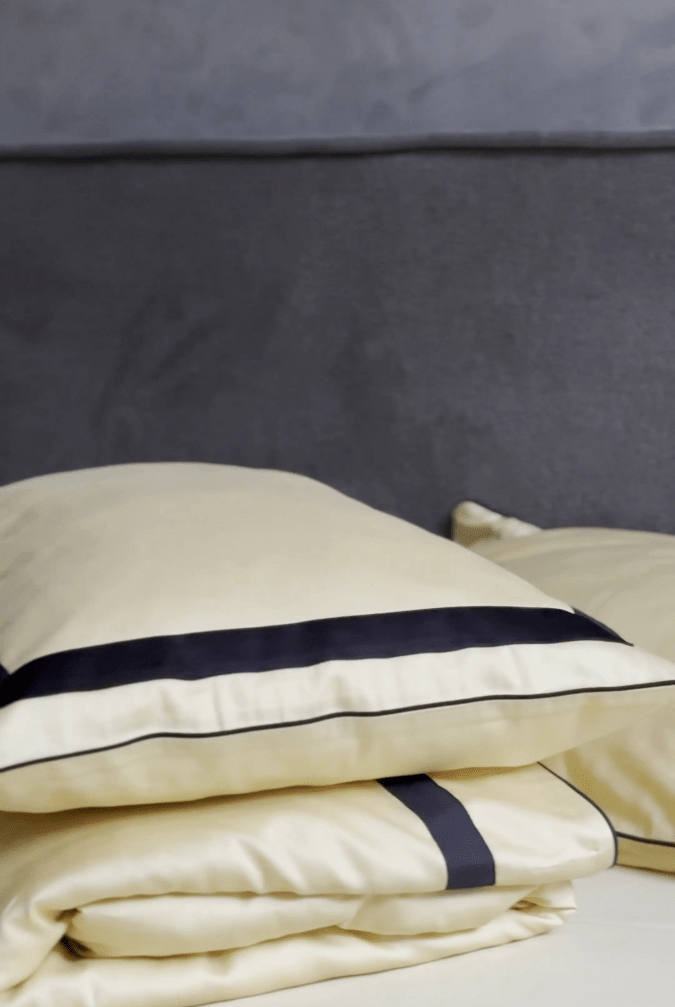 Pościel z Merceryzowanej Satyny – Jasnożółty & Czarny ,100% Bawełna Turecka, 140 g/m², Edycja Exclusive Wivanco Bedding