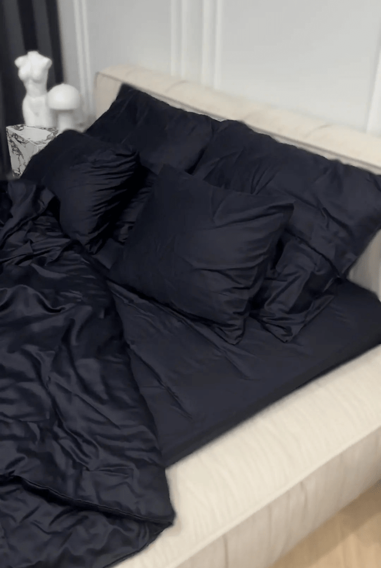 Pościel Satynowa Czarna – 100% Bawełna Turecka, 140g, Minimalistyczna Elegancja Wivanco Bedding