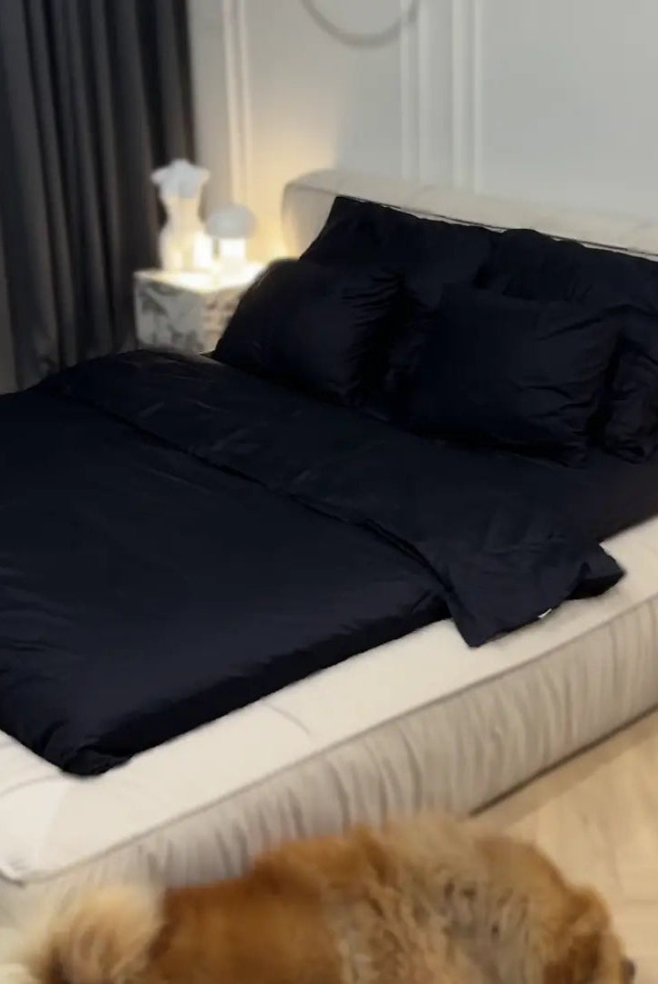 Pościel Satynowa Czarna – 100% Bawełna Turecka, 140g, Minimalistyczna Elegancja Wivanco Bedding