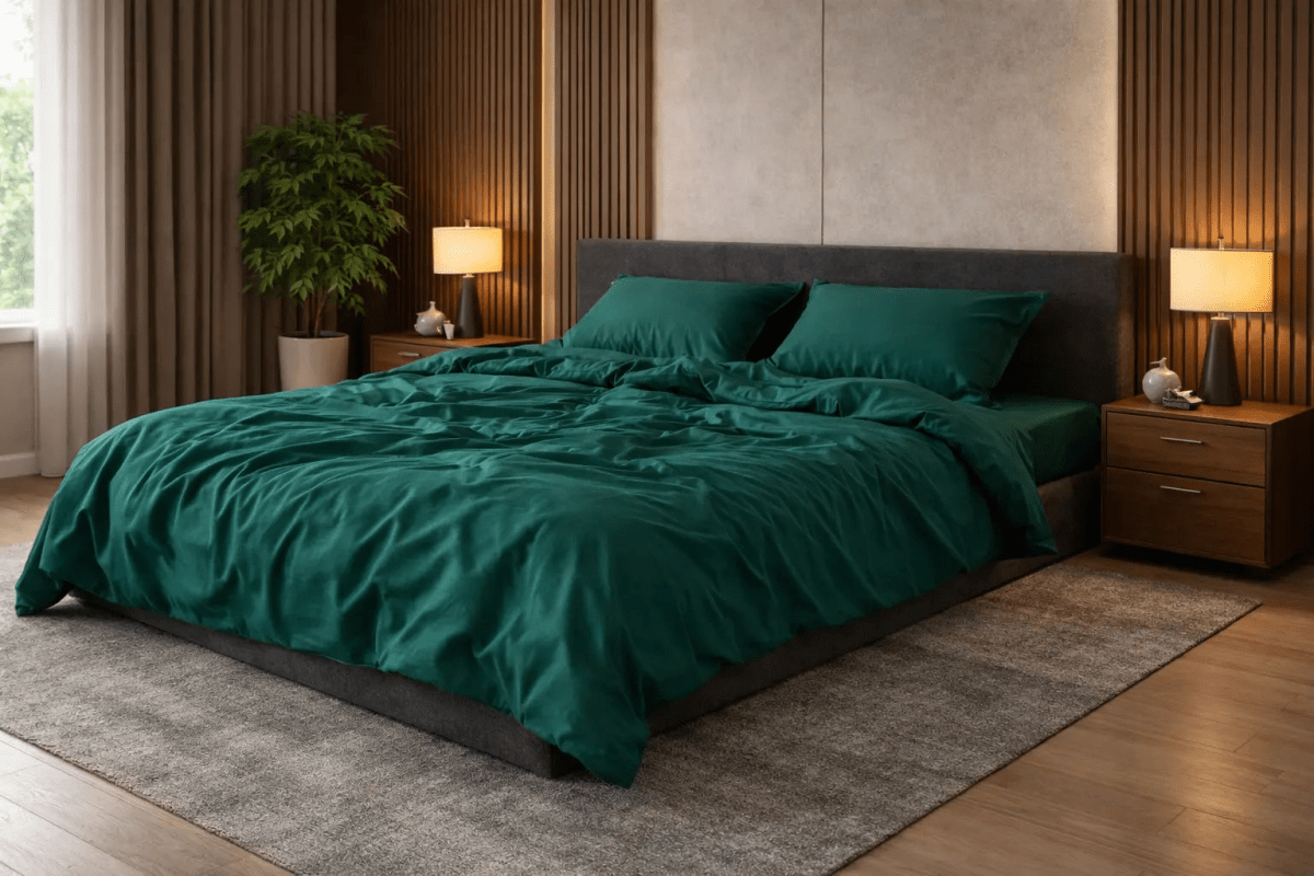 Pościel Satynowa Ciemnozielona – 100% Bawełna Turecka, 140g, Naturalna Elegancja Wivanco Bedding