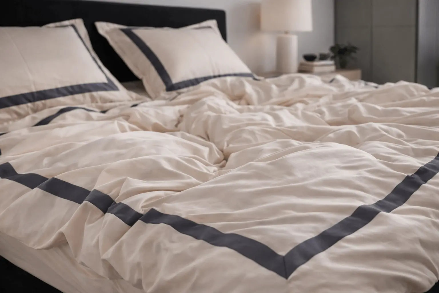 Pościel nude z szarą lamówką