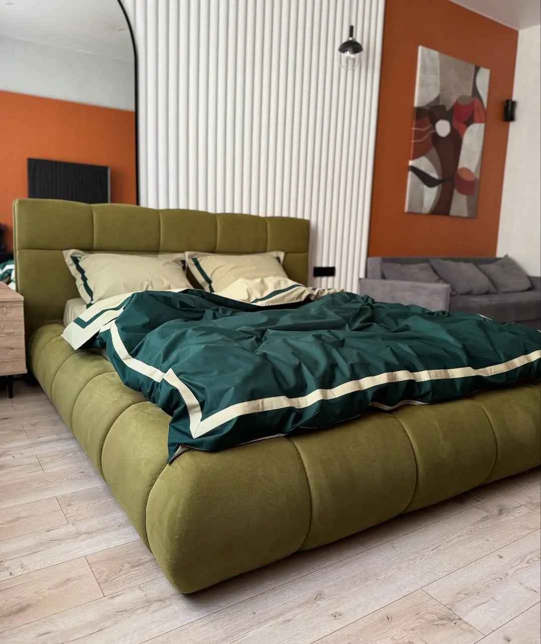 Pościel z Merceryzowanej Satyny – Butelkowa Zieleń & Szampański, 100% Bawełna Turecka, 140 g/m², Edycja Exclusive