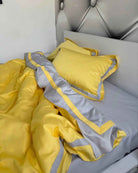 Pościel z Merceryzowanej Satyny – Żółto & Szara, 100% Bawełna Turecka, 140 g/m², Edycja Exclusive