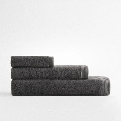 Zestaw 3 Ręczników Pure Cotton – 100% Organiczna Bawełna, Bordiura z Motywem Motyla – Ręcznik Turecki- Antracytowy