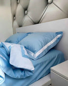 Pościel z Merceryzowanej Satyny – Błękit & Biel, 100% Bawełna Turecka, 140 g/m², Edycja Exclusive