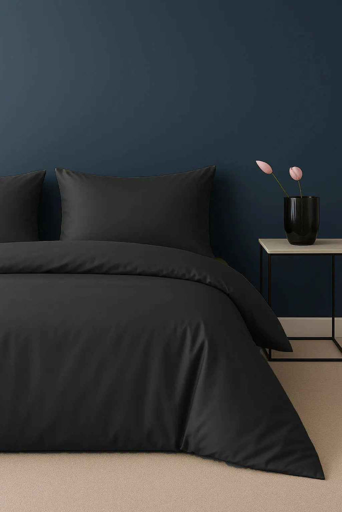 Pościel Satynowa Czarna – 100% Bawełna Turecka, 140g, Minimalistyczna Elegancja
