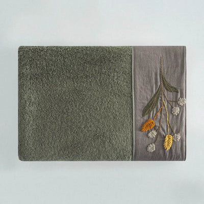 Zestaw 2 Ręczników Kąpielowych – Farah – Damski, 100% Organiczna Bawełna, Ręcznie Haftowany, Zielony