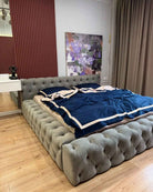 Pościel z Merceryzowanej Satyny – Granat Nocy & Szampański, 100% Bawełna Turecka, 140 g/m², Edycja Exclusive