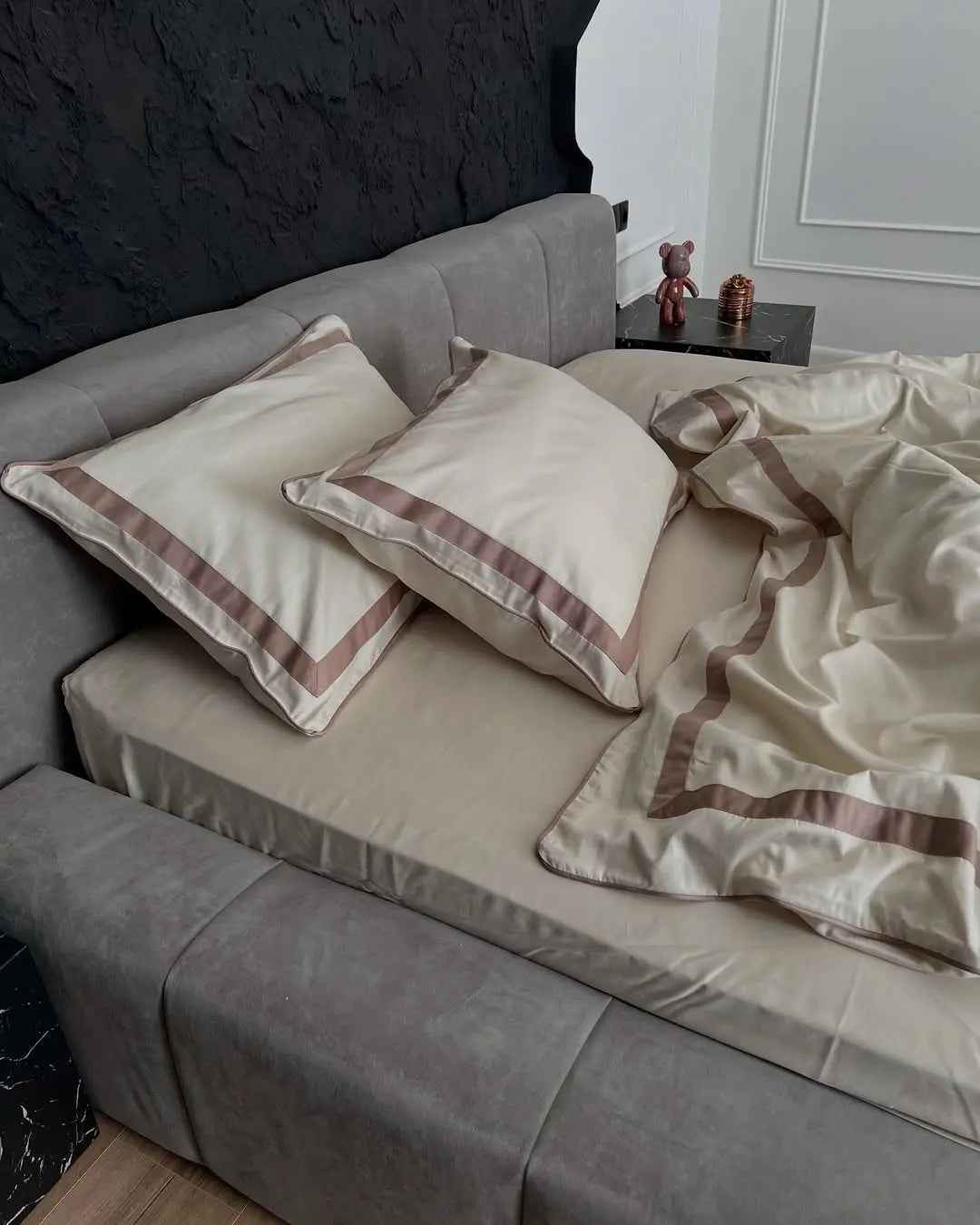 Pościel z Merceryzowanej Satyny – Champagne & Kakao, 100% Bawełna Turecka, 140 g/m², Edycja Exclusive