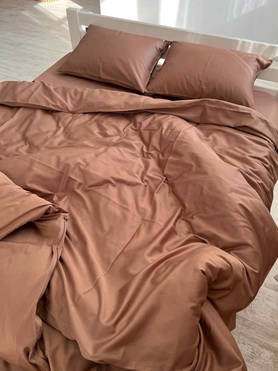Pościel Satynowa Kolor Miedziany  – 100% Bawełna Turecka, 140g, Luksus Hotelowy