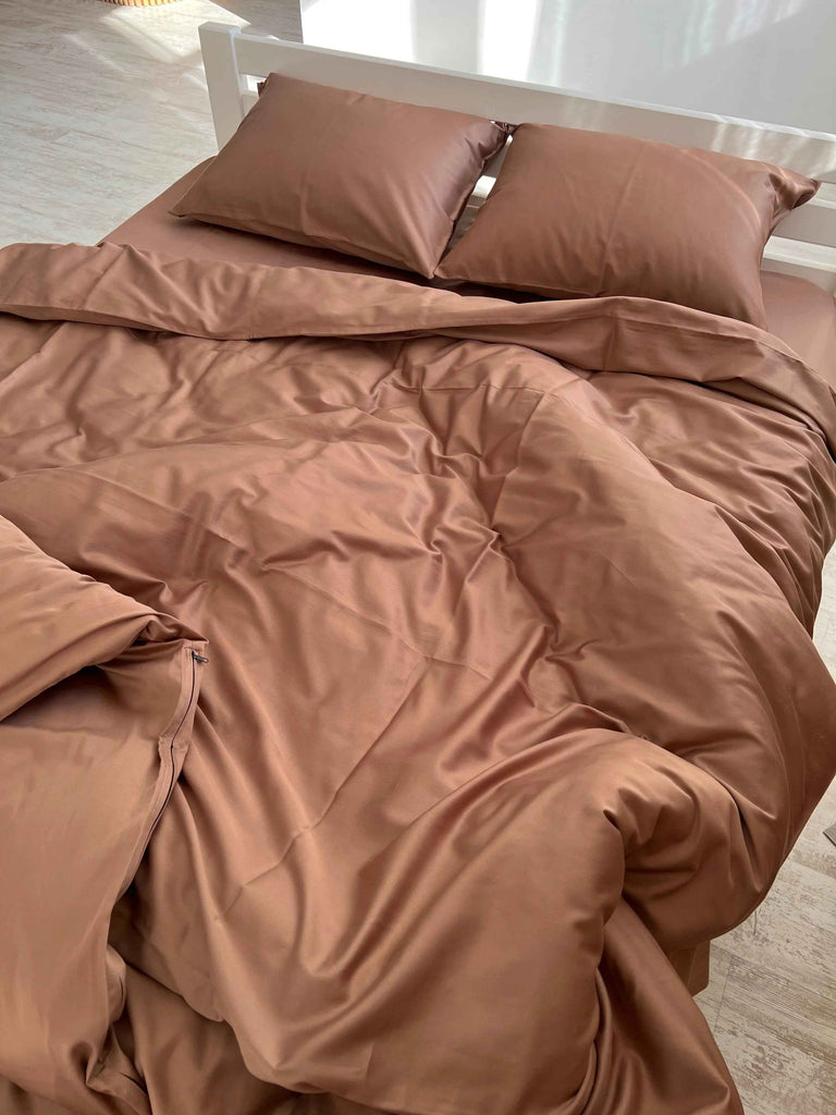 Pościel Satynowa Kolor Miedziany  – 100% Bawełna Turecka, 140g, Luksus Hotelowy