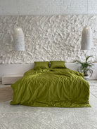 luksusowa pościel satynowa​Pościel Satynowa Limonkowa – 100% Bawełna Turecka, 140g, Naturalna Elegancja - Wivanco Bedding