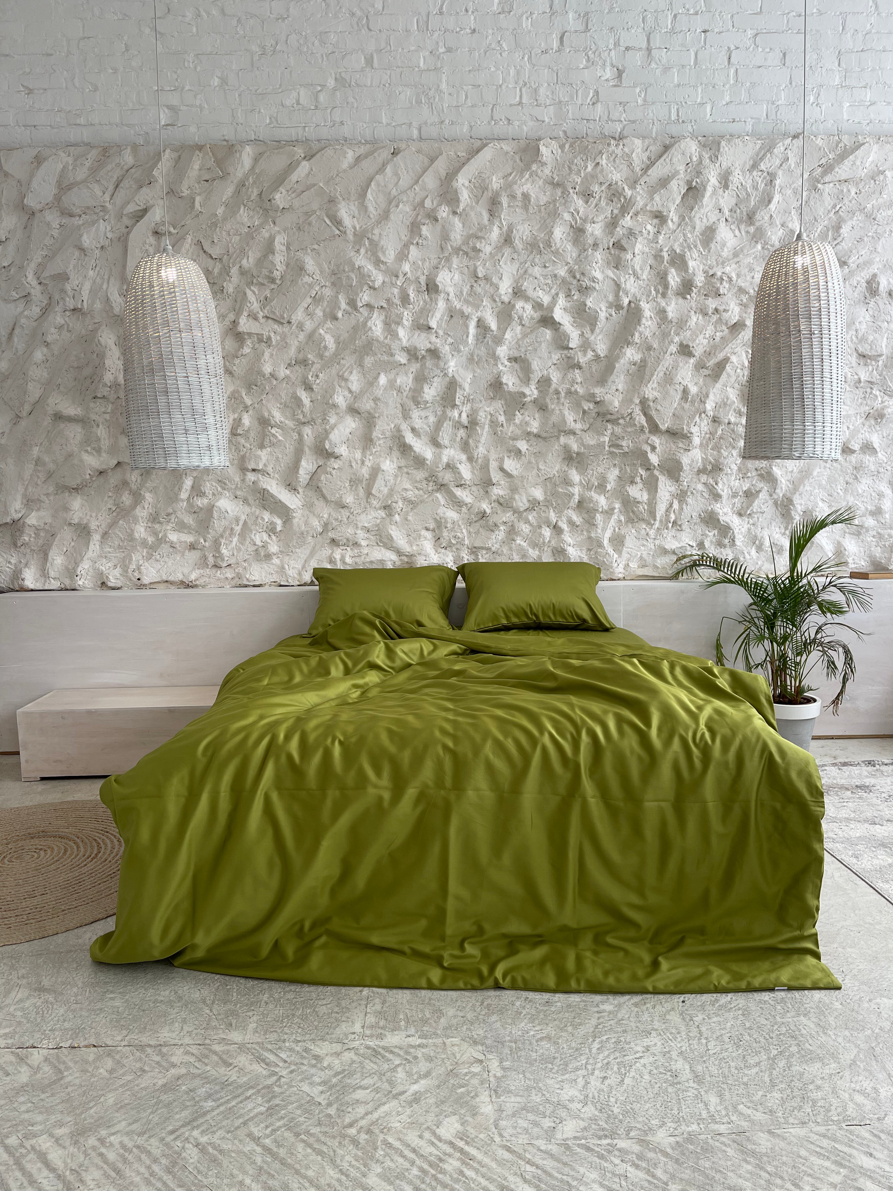 luksusowa pościel satynowa​Pościel Satynowa Limonkowa – 100% Bawełna Turecka, 140g, Naturalna Elegancja - Wivanco Bedding