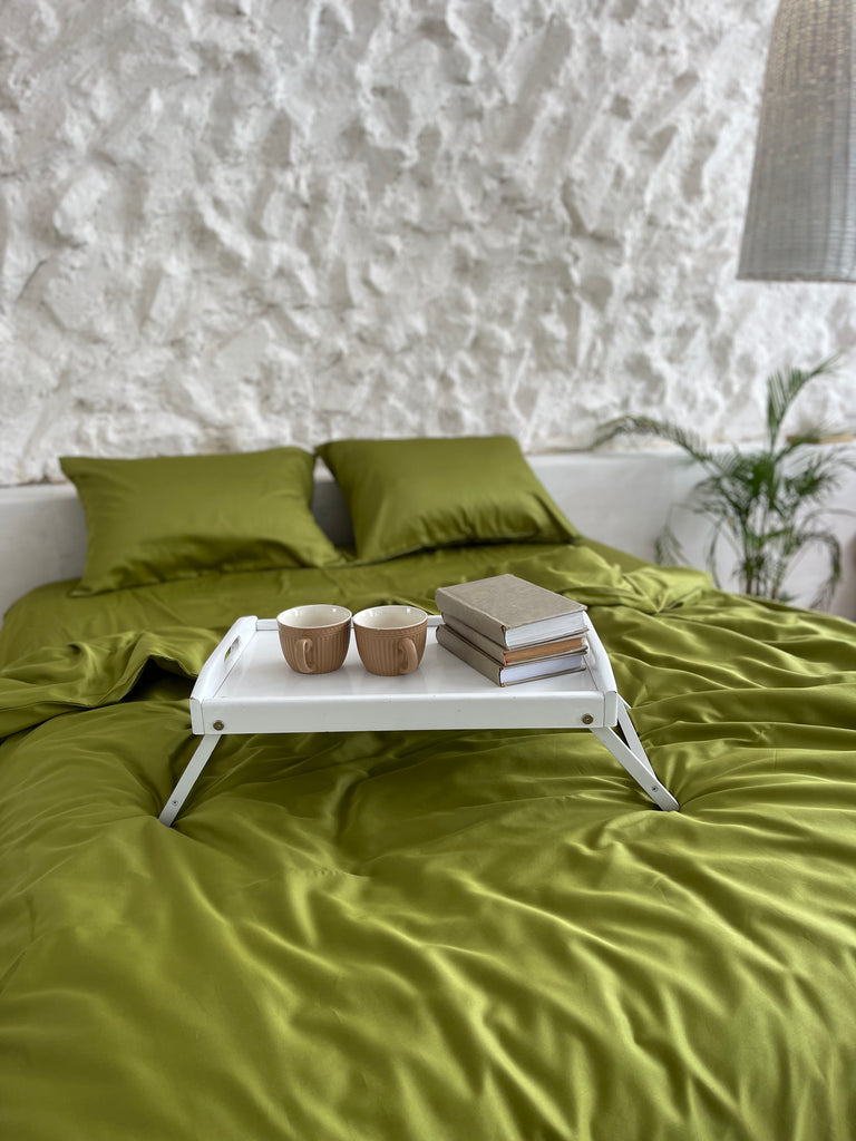 luksusowa pościel satynowa​Pościel Satynowa Limonkowa – 100% Bawełna Turecka, 140g, Naturalna Elegancja - Wivanco Bedding