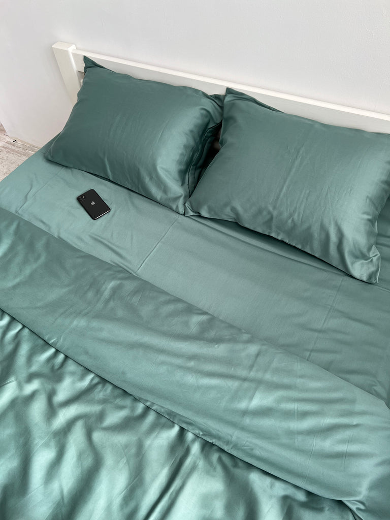luksusowa pościel satynowa​Pościel Satynowa Petrolowa – 100% Bawełna Turecka, 140g, Luksus Hotelowy - Wivanco Bedding
