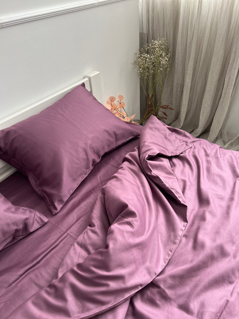 luksusowa pościel satynowa​Pościel Satynowa Bakłażanowa – 100% Bawełna Turecka, 140g, Luksusowa Jakość - Wivanco Bedding