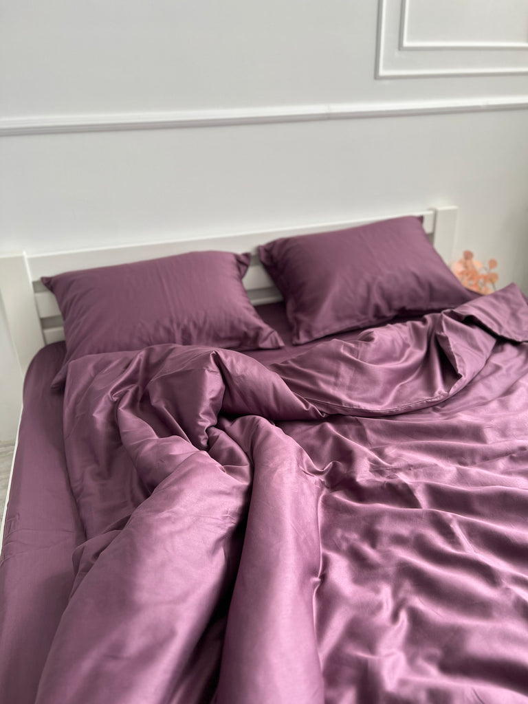 luksusowa pościel satynowa​Pościel Satynowa Bakłażanowa – 100% Bawełna Turecka, 140g, Luksusowa Jakość - Wivanco Bedding