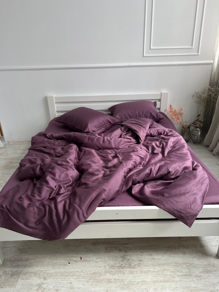 luksusowa pościel satynowa​Pościel Satynowa Bakłażanowa – 100% Bawełna Turecka, 140g, Luksusowa Jakość - Wivanco Bedding