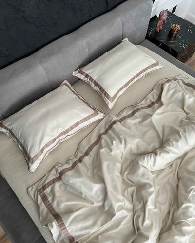 Pościel z Merceryzowanej Satyny – Champagne & Kakao, 100% Bawełna Turecka, 140 g/m², Edycja Exclusive