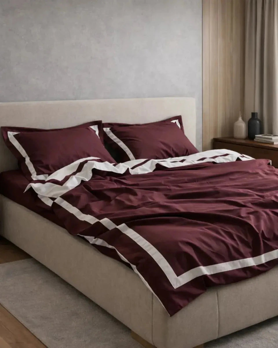 Pościel z Merceryzowanej Satyny – Brązowy & biały, 100% Bawełna Turecka, 140 g/m², Edycja Exclusive Wivanco Bedding