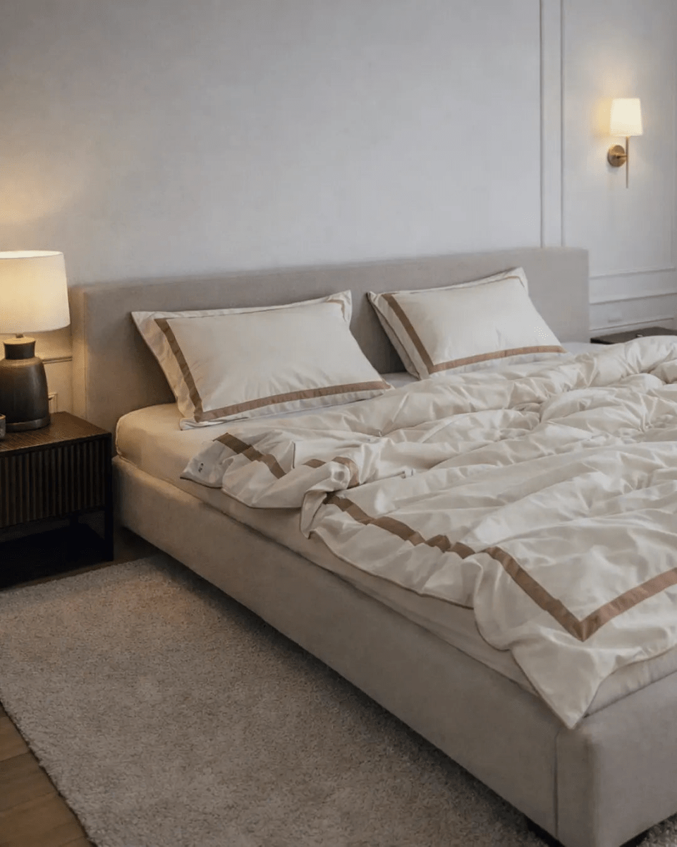 Pościel z Merceryzowanej Satyny – Champagne & Kakao, 100% Bawełna Turecka, 140 g/m², Edycja Exclusive Wivanco Bedding